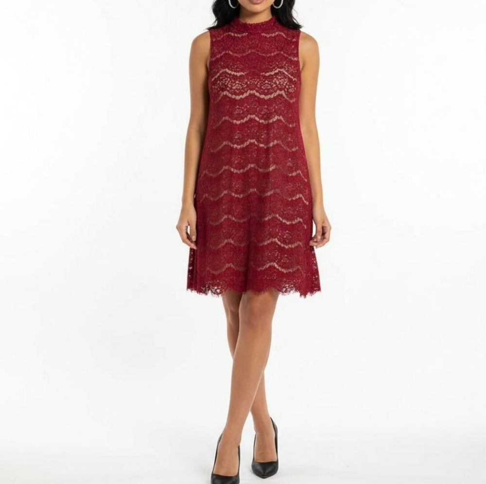 love, Fire Burgundy Lace Mini Dress